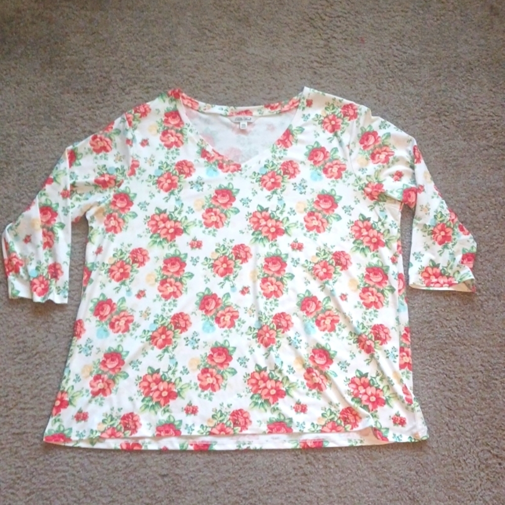 Pioneer Women V-neck Short Sleeves Casual Blouse